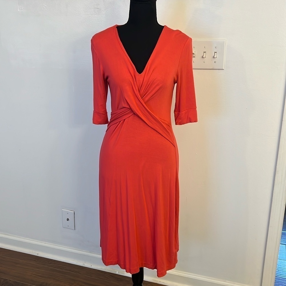 Banana Republic Red Form-Fitting Spandex Midi Dress, Sz. S.